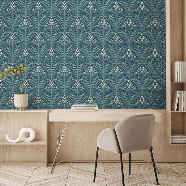 Victorian Bloom Teal Wallpaper Sample