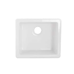 23.60 in. Drop-In Single Bowl White Ceramic Kitchen Sink