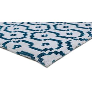 Cypher-A Teal 20 in. x 36 in. Kitchen Mat