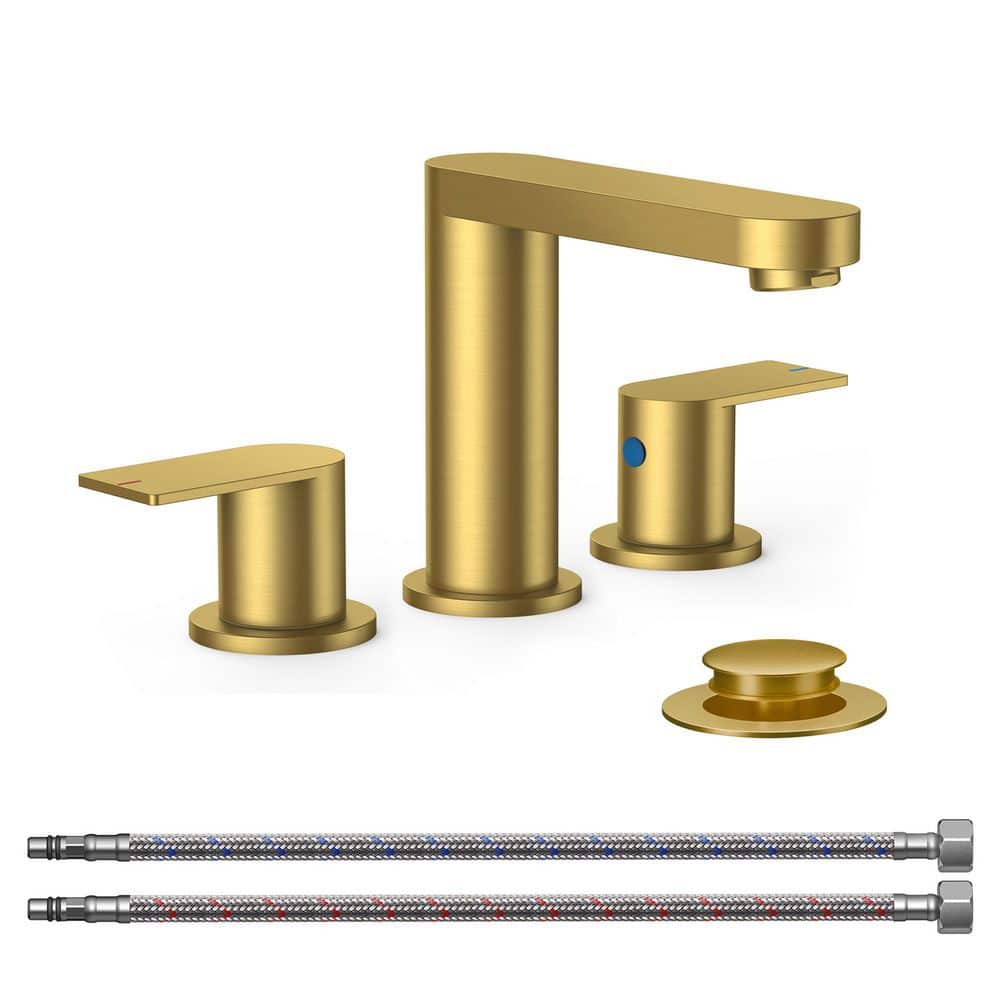 8 in. Widespread Double-Handle Bathroom Sink Faucet with Pop-Up Drain in Brushed Gold price history on PriceWatchPro