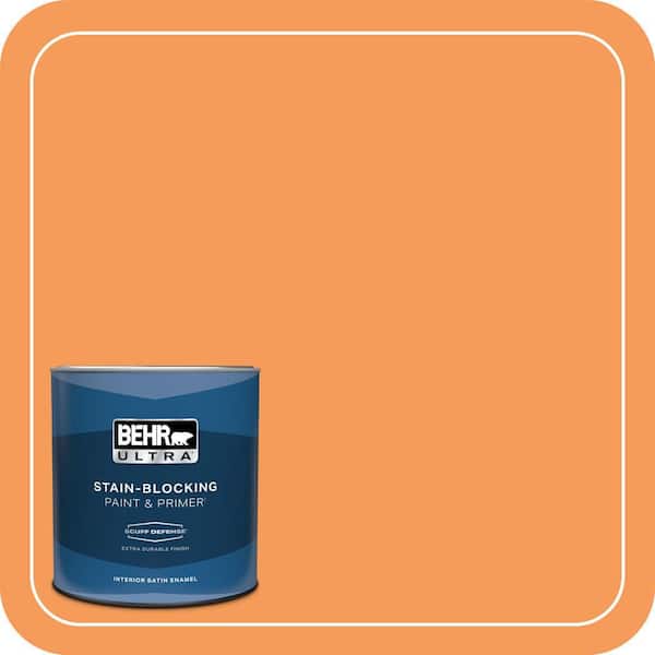 BEHR ULTRA 1 qt. #260B-6 Blaze Orange Extra Durable Satin Enamel Interior Paint & Primer