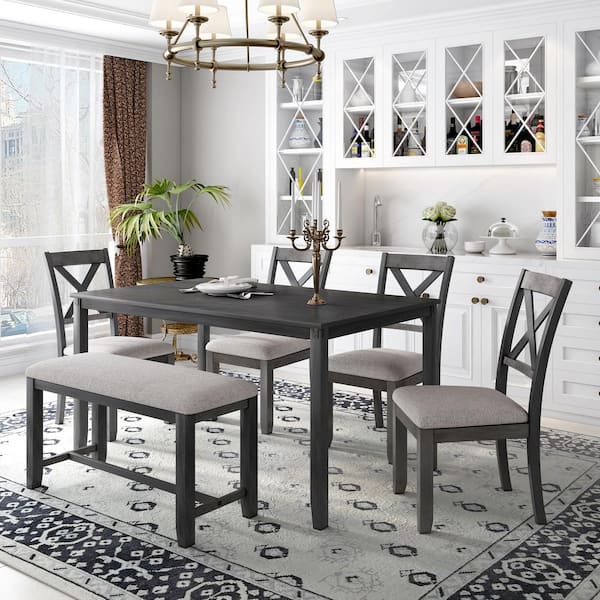 Piece Wood Top Gray Dining Table, Home Depot Dining Table And Chairs