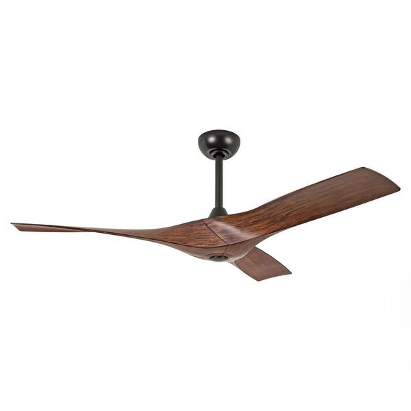 Parrot Uncle 52 in. Modern Black Downrod Ceiling Fan with 6 Speed