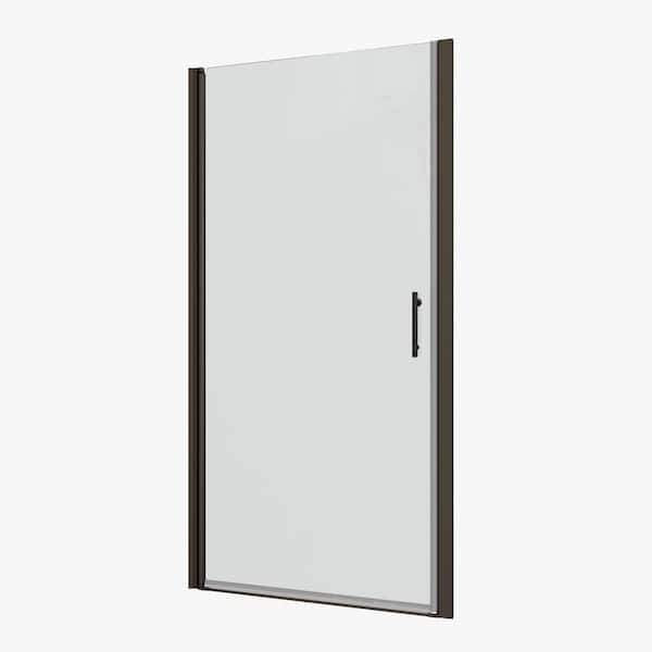 30 in. - 31 3/8 in. W x 72 in. H Universal Pivot Shower Door with Matted Black Finish and Tempered Glass