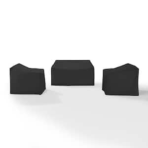3Pc Black Outdoor Furniture Cover Set