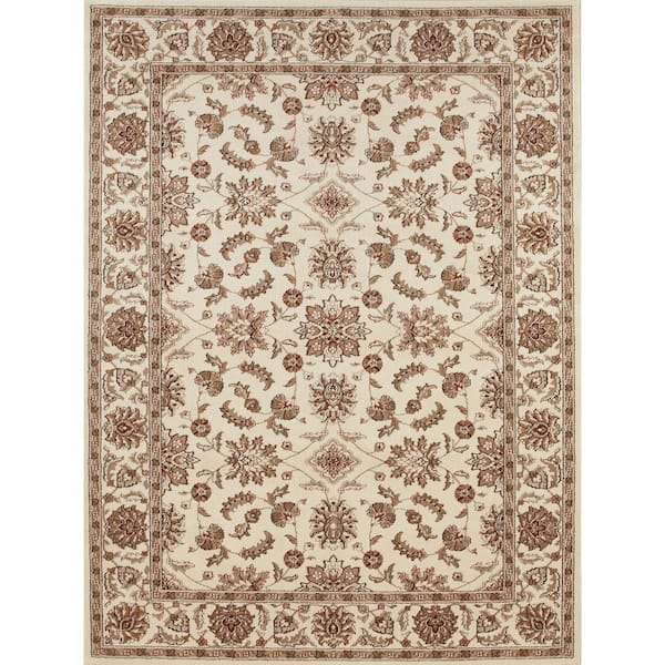 Como Ivory 3 ft. x 5 ft. Traditional Oriental Floral Area Rug