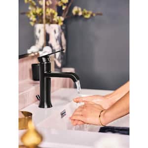 Genta Single-Handle Single Hole Bathroom Faucet with 18 in. Towel Bar and Hardware Set in Matte Black (4-Piece)