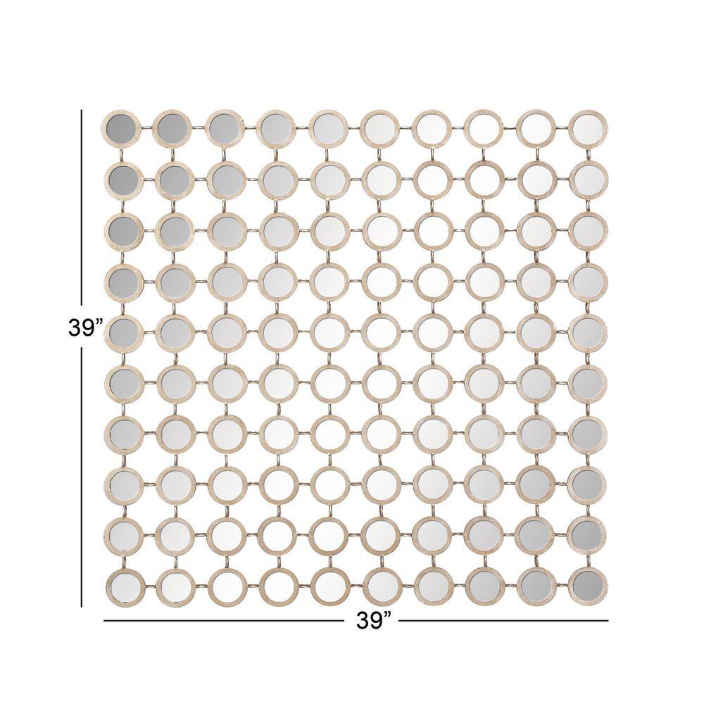 Square Gold and Silver Metal Wall Mirror Panel