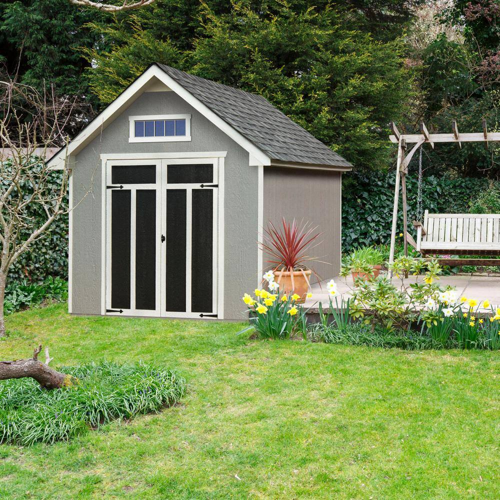 Tribeca 10' x 12' Beige Wood Storage Shed Kit with Windows