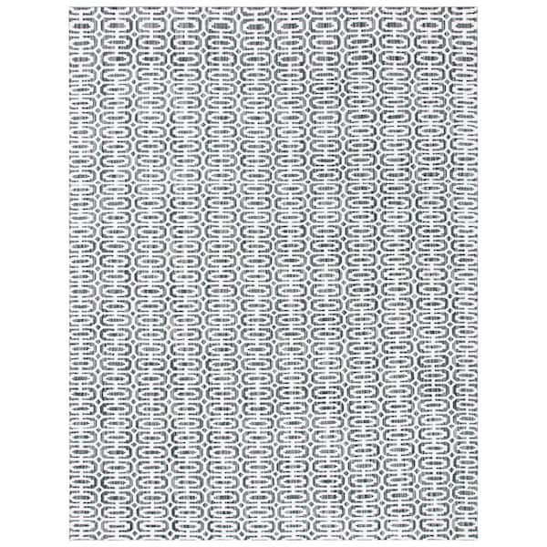 Mirage 9 ft. x 12 ft. Charcoal/Ivory Geometric High-Low Area Rug