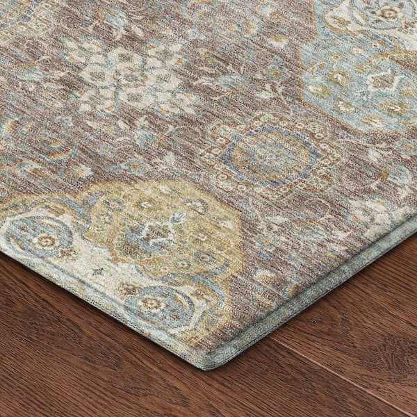 Mayfield Premium Machine Washable Abstract AMF2484 Mocha 3 ft. x 4 ft. Area Rug