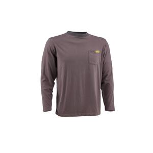 Men's XX-Large Gray Long Sleeved Pocket T-Shirt