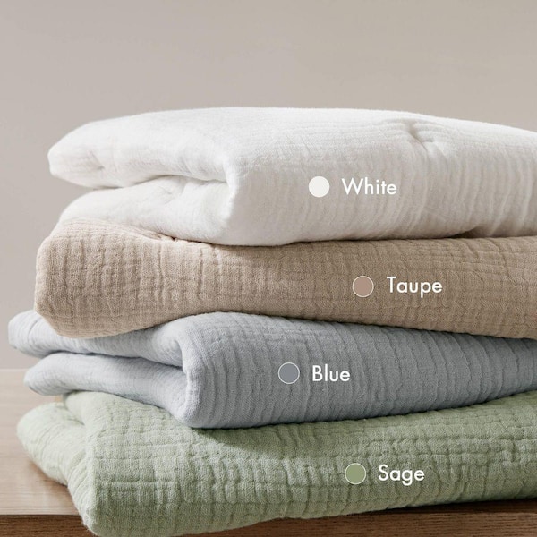 3-Piece Taupe 100% Premium Cotton Full/Queen Gauze Embroidered