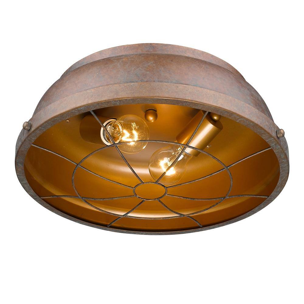 Copper Patina Rustic Flush Mount Ceiling Light