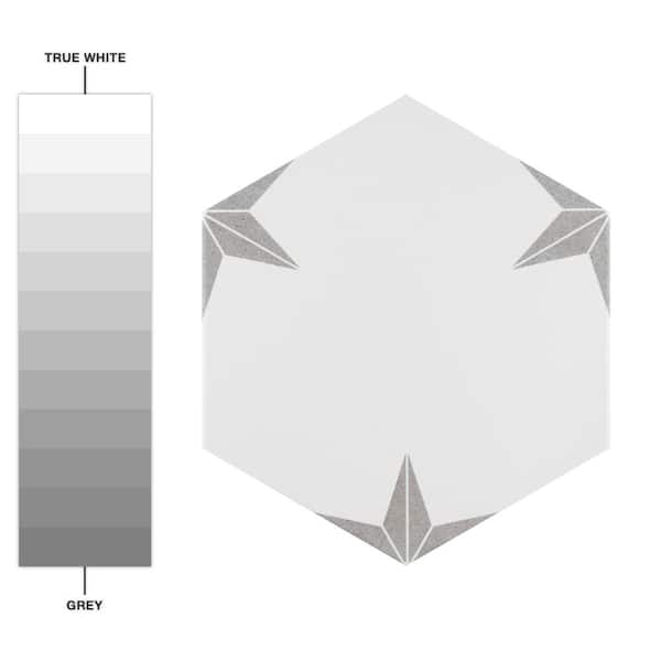 Merola Tile Stella Hex Silver 8-5/8 in. x 9-7/8 in. Porcelain