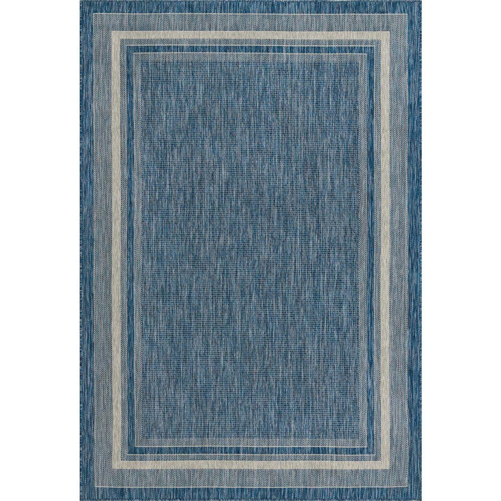 Blue Rectangular Flat Woven Outdoor Area Rug 6' x 9'