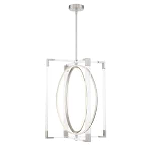Double Take 300-Watt Equivalence Integrated LED Brushed Nickel Pendant with Clear Acrylic Panels