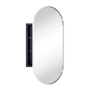 Daisy-Mai 16 in. W x 33 in. H Oval Pill Shape Metal Framed Recessed Medicine Cabinet with Mirror with Shelves in Chrome
