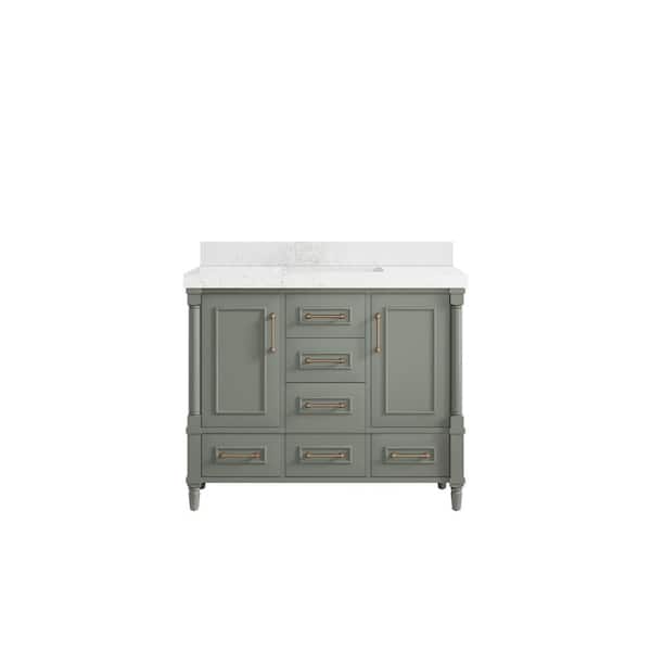 Willow Collections Hudson 42 in. W x 22 in. D x 36 in. H Single Sink Bath Vanity in Evergreen with 2 in. Empira Qt. Top