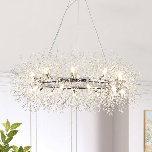 22-Light Chrome Pedant Design Linear Chandelier Lighting Blowball Crystal Island Chandelier for Kitchen Island