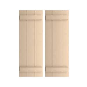 16.5 in. x 48 in. Timberthane Polyurethane 3-Board Joined Board-n-Batten Smooth Faux Wood Shutters Pair