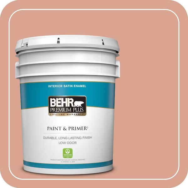 BEHR PREMIUM PLUS 5 gal. Home Decorators Collection #HDC-CT-13 Apricotta Satin Enamel Low Odor Interior Paint & Primer
