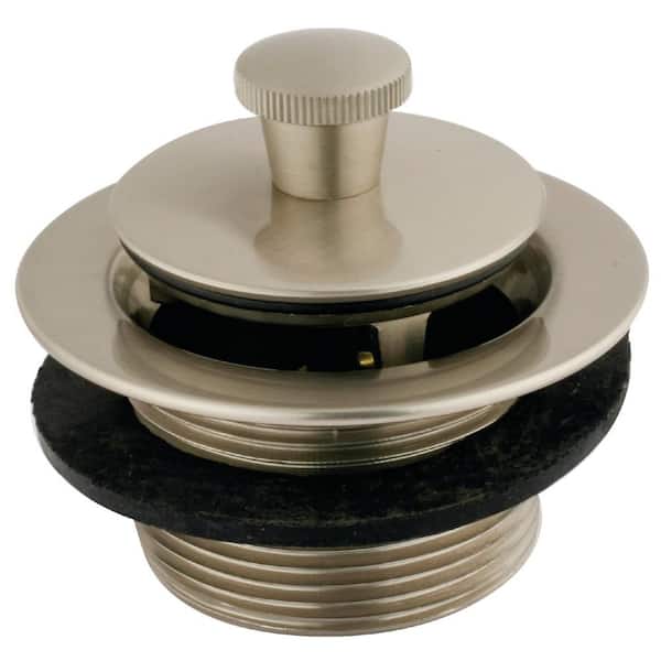 Brass Lift and Lock Tub Drain, Brushed Nickel