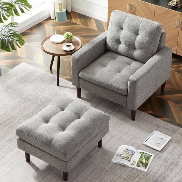 single sofa with foot stool