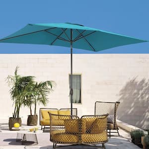 Lake Blue 6x9FT Rectangular Patio Market Umbrella with UPF50+, and Wind-Resistant Design--Experience Outdoor Comfort