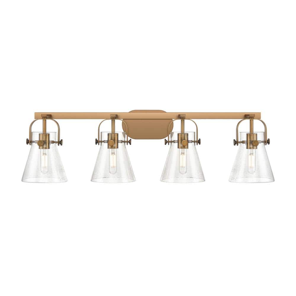 Pilaster II Cone 36.5 in. 4-Light Brushed Brass Vanity Light with Glass Shade price history on PriceWatchPro