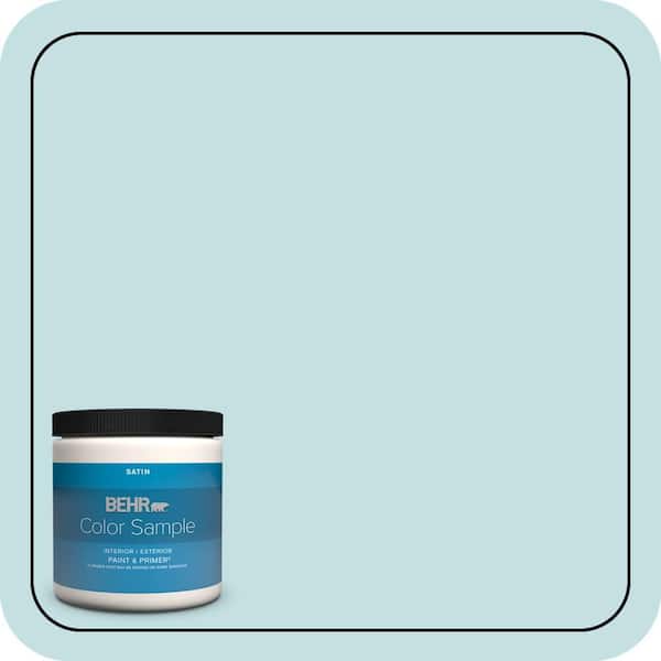 BEHR PREMIUM PLUS 8 oz. #T17-04 Peek a Blue Satin Enamel Interior/Exterior Paint & Primer Color Sample