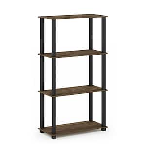 43.25 in. Tall Columbia Walnut/Black 4-Shelves Etagere Bookcases