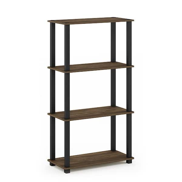 Furinno 43.25 in. Tall Columbia Walnut/Black 4-Shelves Etagere Bookcases