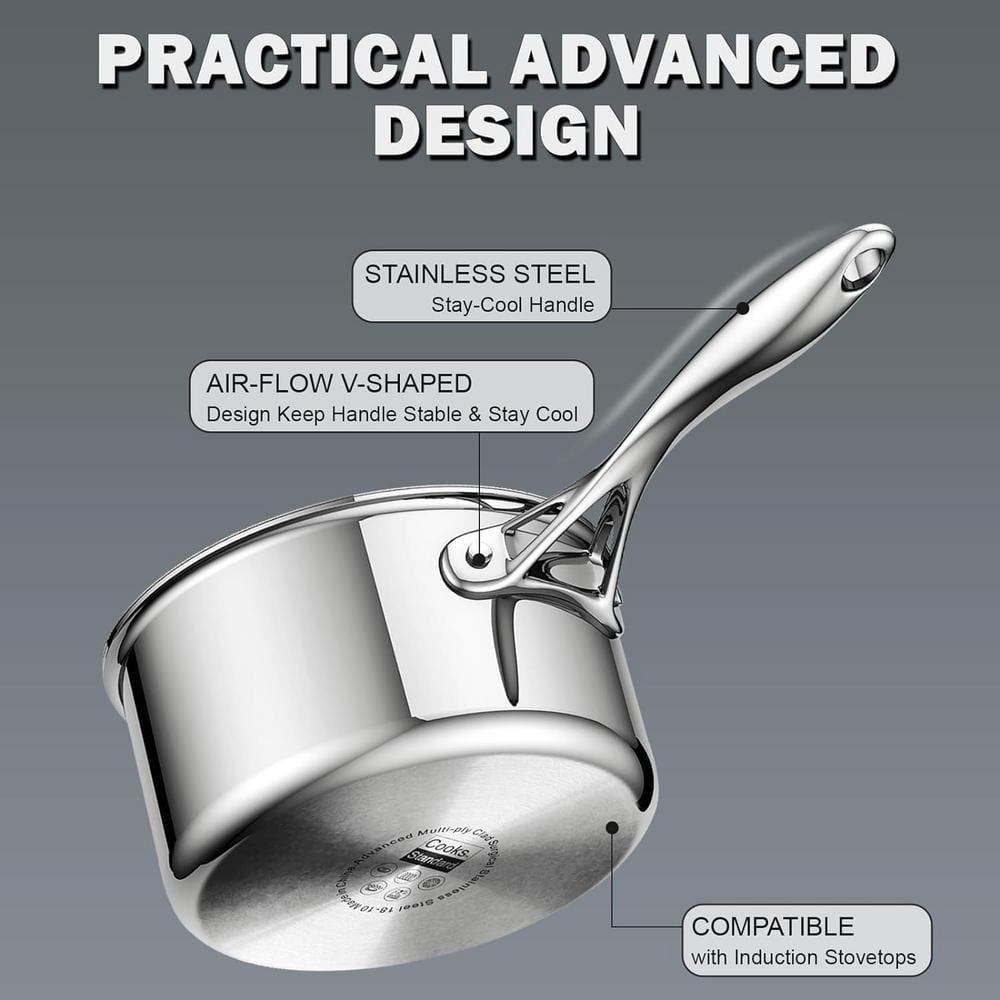 Stainless Steel 10-Piece Tri-Ply Clad Cookware Set
