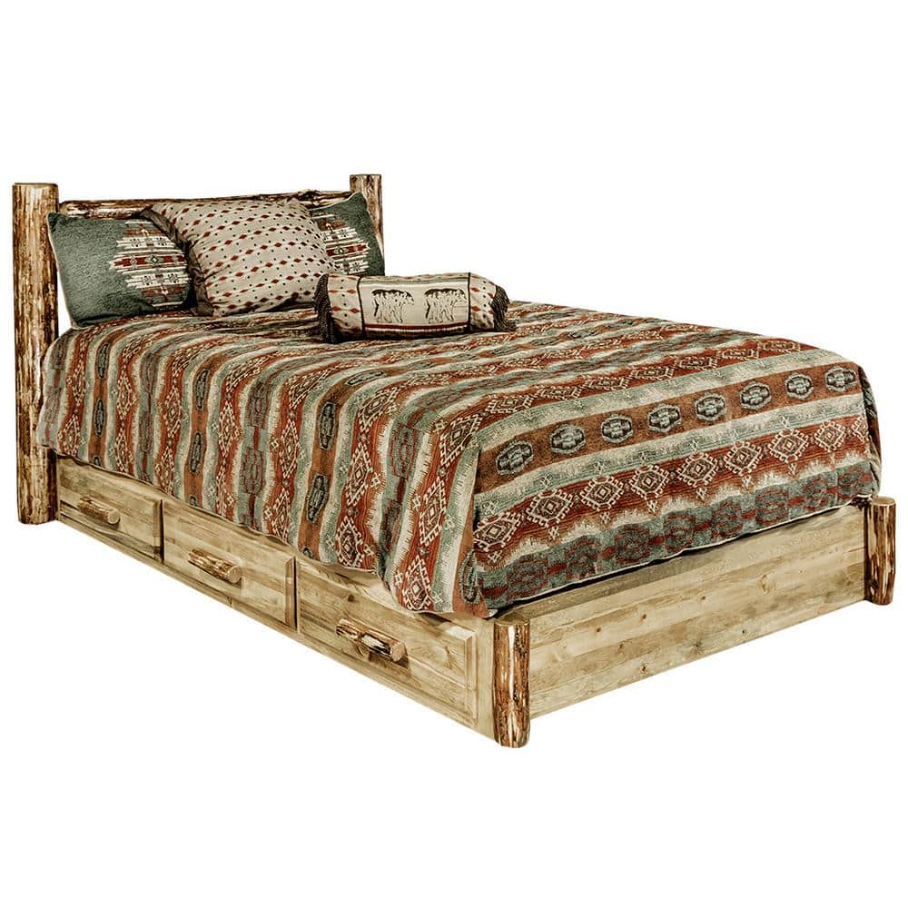 MONTANA WOODWORKS Glacier Country Brown Puritan Pine Solid Wood Frame Twin Platform Bed With Storage -  MWGCSBPT