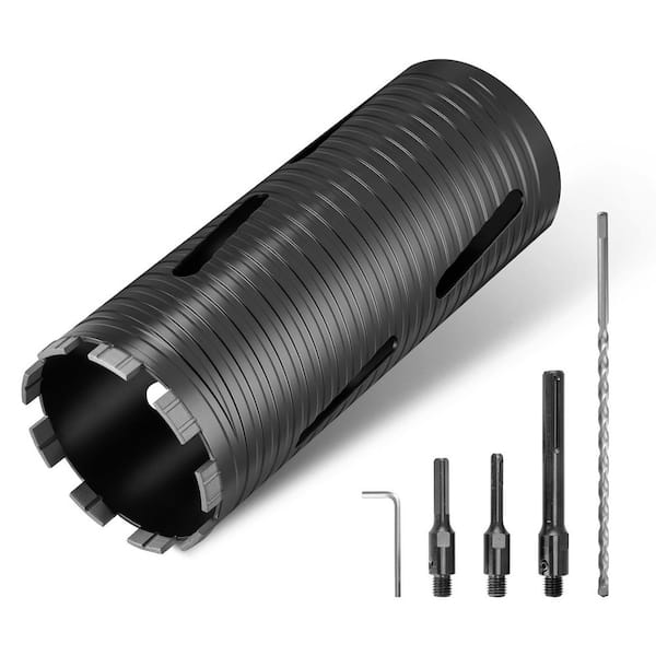 Core Drill Bit,4 in.Dia 9-1/2 in.Drilling Depth,Diamond Dry Coring Bit with 3 Adapters, Pilot Drill and Hex Wrench