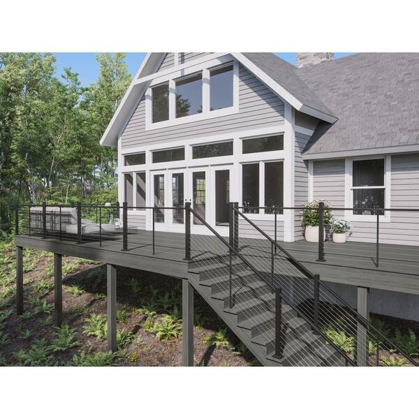 Cable Rail 39 in. Textured Black Aluminum Corner Post for Cable Railing System