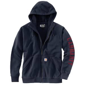 Men's Medium New Navy Cotton/Polyester Rain Defender Loose Fit Fleece-Lined Logo Graphic Sweatshirt