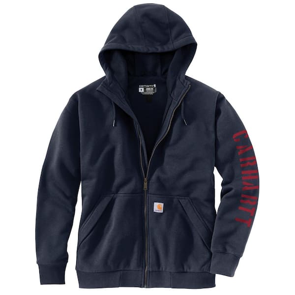 Carhartt Men's Extra-Large New Navy Cotton/Polyester Rain Defender Loose Fit Fleece-Lined Logo Graphic Sweatshirt