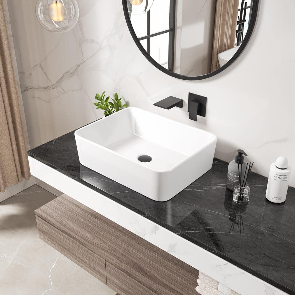Eridanus Denbigh 19" L x 14'' W White Vitreous China Rectangular Vessel Bathroom Sink