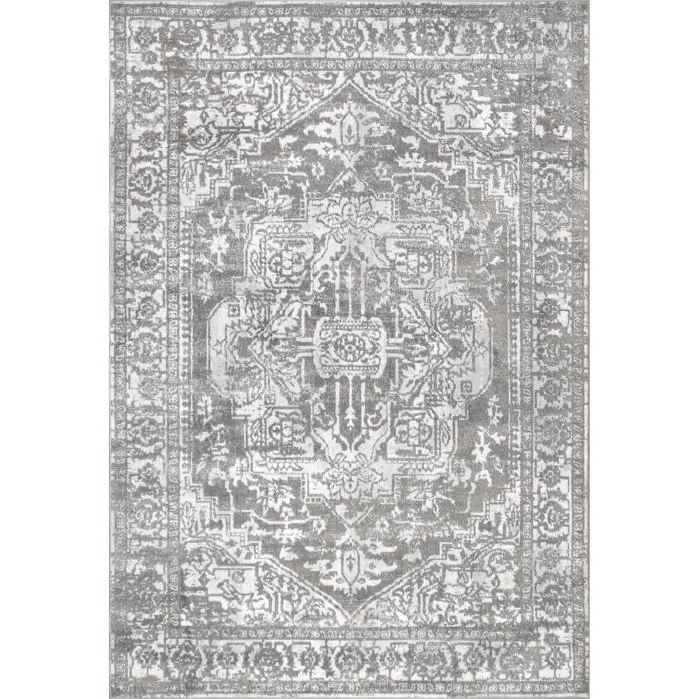 Melody Light Grey 4 ft. 3 in. x 6 ft. Vintage Medallion Indoor Area Rug price history on PriceWatchPro