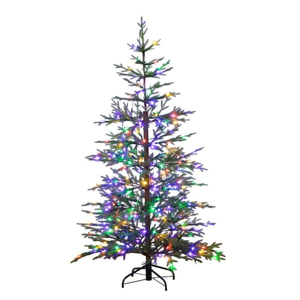 Nearly Natural 6 ft. Pre-Lit Faux Natural Fresh Cut Fir Xmas Tree w/Instant Connect Technology & 230 Color Changing LED Dewdrop Lights