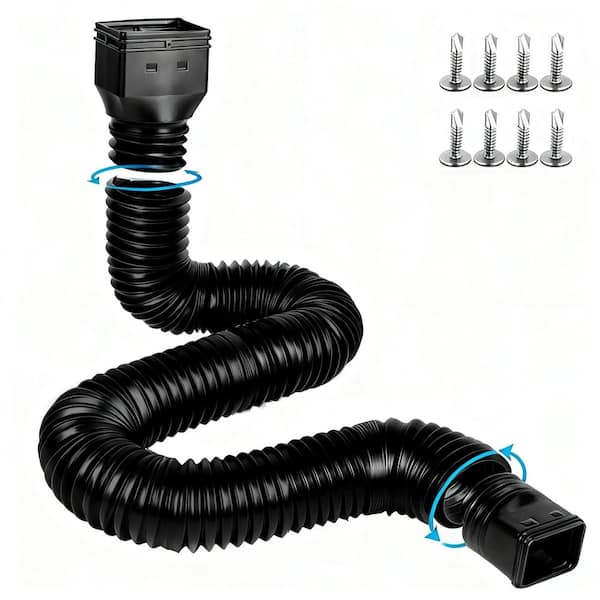16.5FT Flexible Gutter Downspout Extension 4 Inch Diameter Extendable 3.4FT to 16.5FT Rainwater Drain Extender