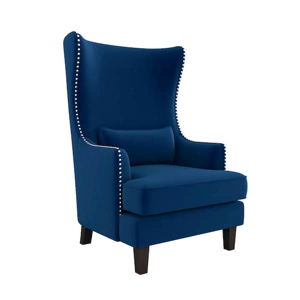 Cute Blue Leather Accent Chair w/2 Pillows