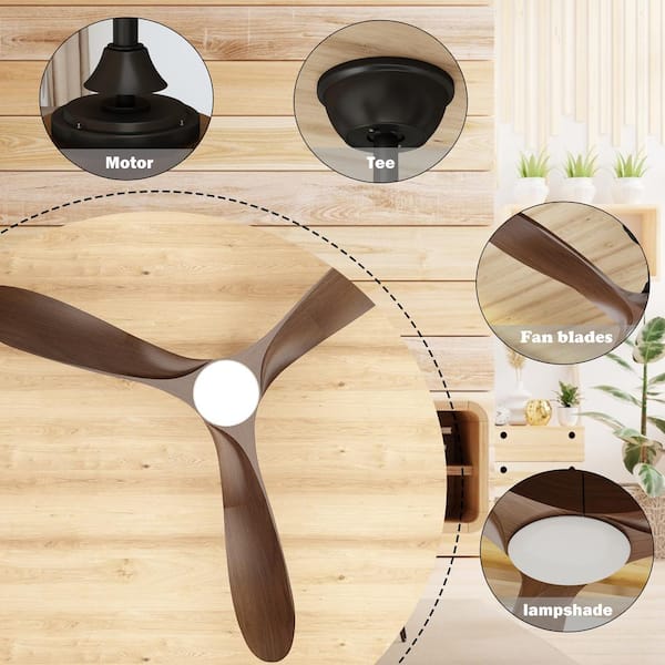 FUFU&GAGA 60 in. Integrated LED Indoor/Outdoor Wood Ceiling Fan 