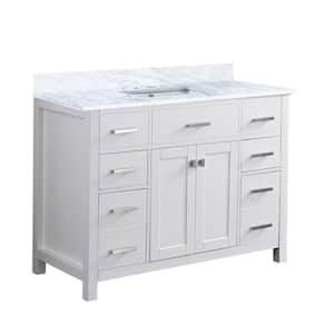 48 in. W x 22. in D. x 39 in. H Bath Vanity in White with White Marble Top