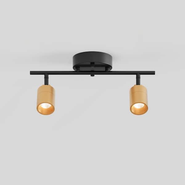 Vidalite Shura 2-Light Black and Brass Integrated LED Track Light w/ Rotatable Heads, 1 ft.Track Lighting Kit, 3000k, 1470 Lumens