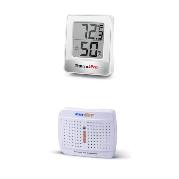 TP49W Indoor Thermometer Humidity Gauge and 4-6 oz. Mini-Dehumidifier Combo