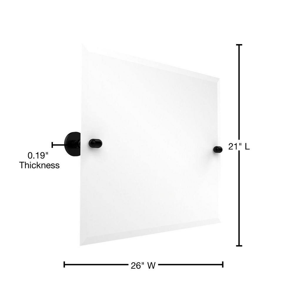 Matte Black Frameless Rectangular Wall Mirror with Beveled Edge