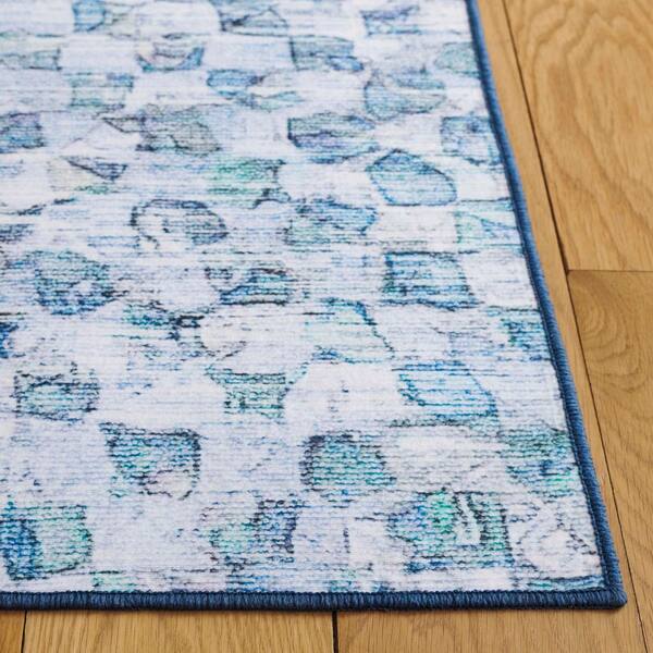 SAFAVIEH Malibu Gray/Aqua 6 ft. x 6 ft. Machine Washable